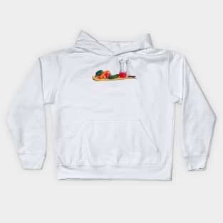 quirky still life art peppers and vegetables Kids Hoodie